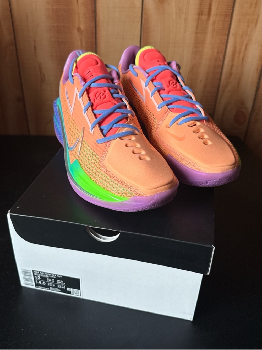 Nike Men's Athletic Shoes Orange Purple Green Accent